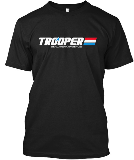 Trooper Real American Heroes  Black T-Shirt Front