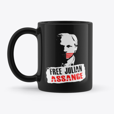 Julian Assange Products  Black T-Shirt Front
