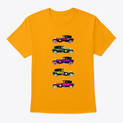 Colorful Cars Gold T-Shirt Front