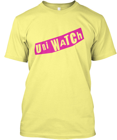 Uni Watch Lemon Yellow  T-Shirt Front