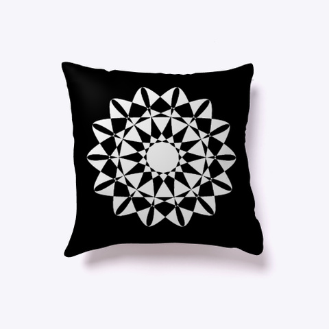 Geometric Flower Pillow Black T-Shirt Front