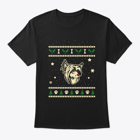 Christmas Chinese Crested Gift Black T-Shirt Front