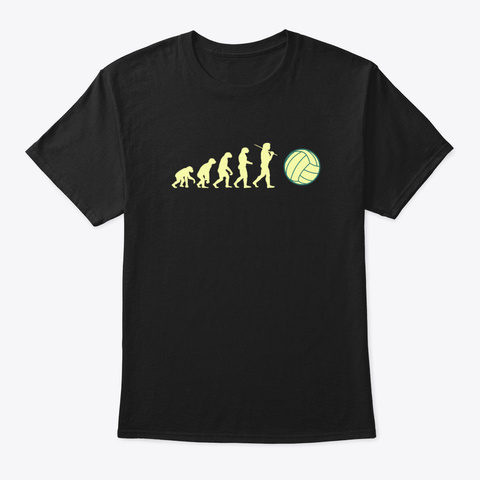 Volleyball Evolution Sport Volleyballer  Black T-Shirt Front