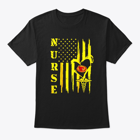 Iowa State Cyclones Nurse Flag Apparel Black T-Shirt Front