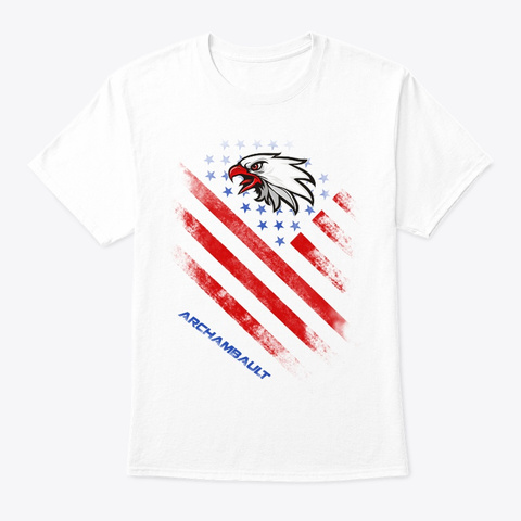 Archambault Name Tee In U.S. Flag Style White T-Shirt Front