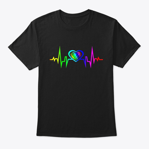 Lgbt Rainbow Heartbeat T Shirt Gay And Black T-Shirt Front