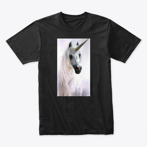 Unicorn Head 2 Black T-Shirt Front