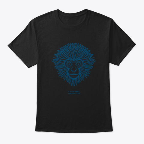 Atlantic Titi Monkey Line Art Black T-Shirt Front