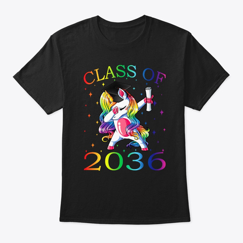 Class Of 2036 Unicorn Back To School Black Maglietta Front