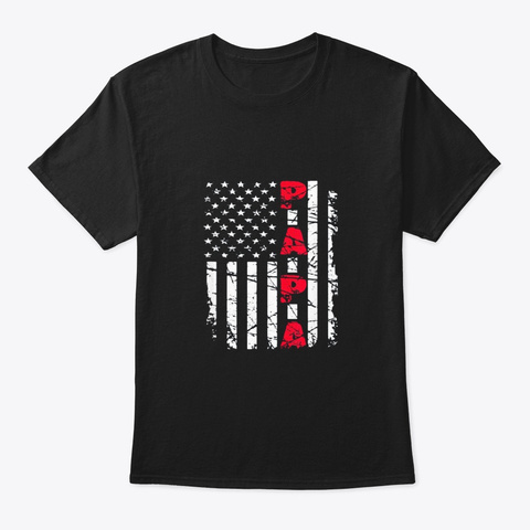 Best Proud Papa Usa Flag Fathers Day Black T-Shirt Front
