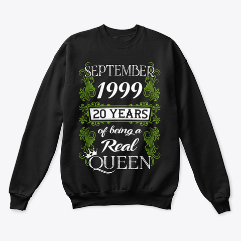 September 1999 20 Years Of A Real Queen Black T-Shirt Front