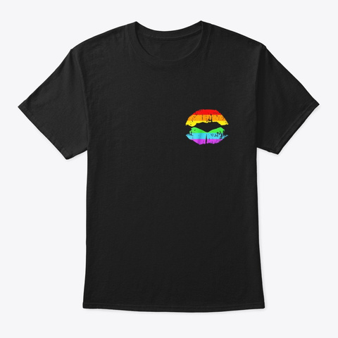 Lgbt Lips Pocket Edition Homosexual Black T-Shirt Front