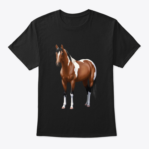 Brown Bay Quarter Horse Pinto Paint Hors Black T-Shirt Front