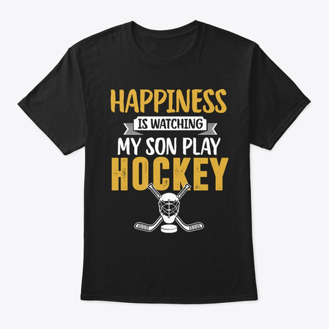 Funny Hockey Player Happiness Watching Black T-Shirt Front