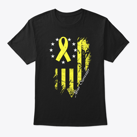 Never Surrender Testicular Cancer Awaren Black T-Shirt Front
