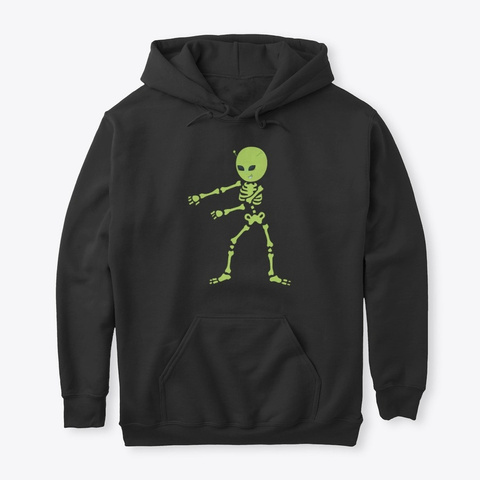 Funny Halloween   Skeleton Alien Cowboy Black T-Shirt Front