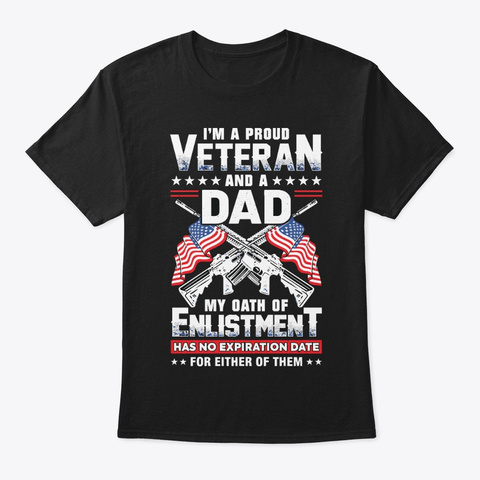 Veteran Dad T Shirts Black T-Shirt Front