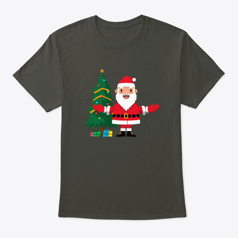 Santa Claus Putting Presents Under Smoke Gray T-Shirt Front