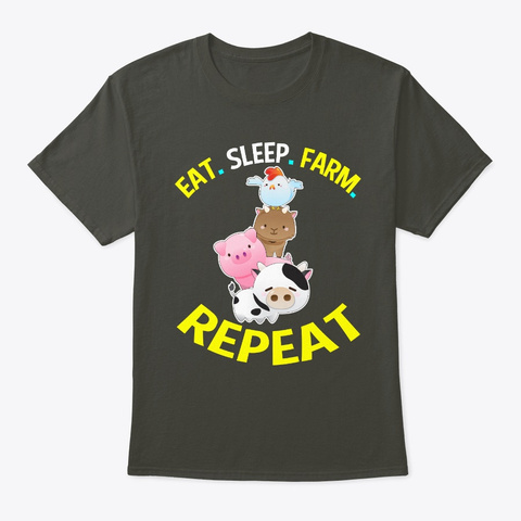 Eat Sleep Farm Repeat Farmers Gifts Smoke Gray T-Shirt Front