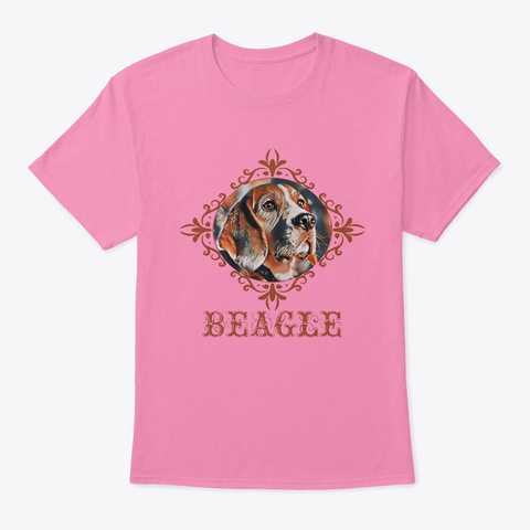 Beagle Vintage Art Pink Maglietta Front