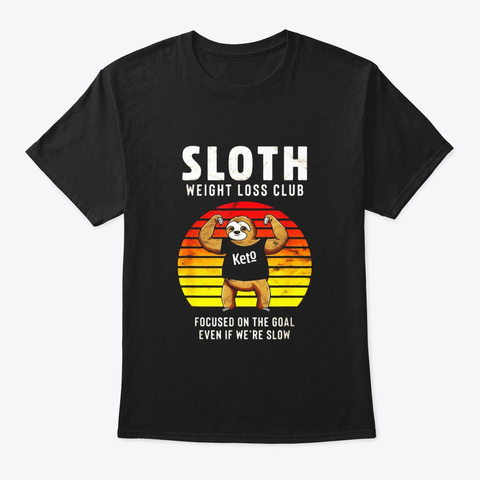 Funny Vintage Weight Loss Sloth Lover Black T-Shirt Front