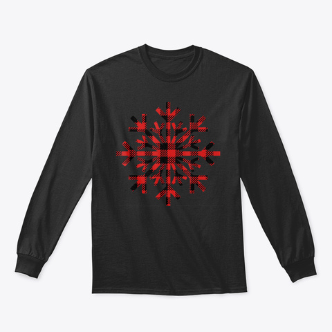 Buffalo Plaid Snowflake Cute Christmas X Black T-Shirt Front