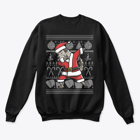 Dabbing Irish Wolfhound Ugly Christmas Black T-Shirt Front