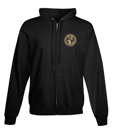 Woman With Gsd   Full Zip Hoodie Black T-Shirt Front