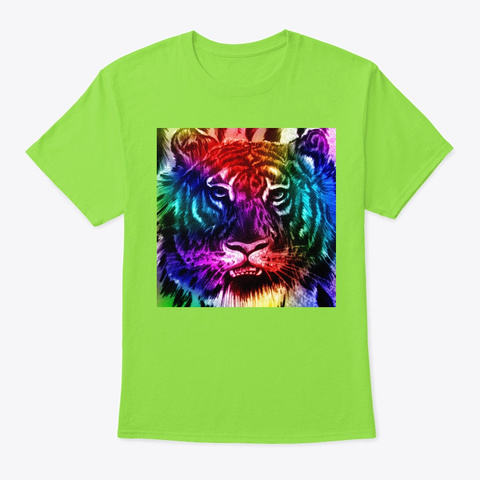 Colorful Tiger  Lime T-Shirt Front