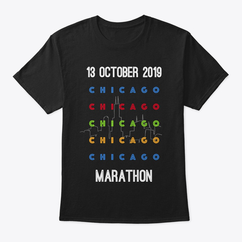  Chicago Bof A Marathon 2019  26.2 Miles Black T-Shirt Front