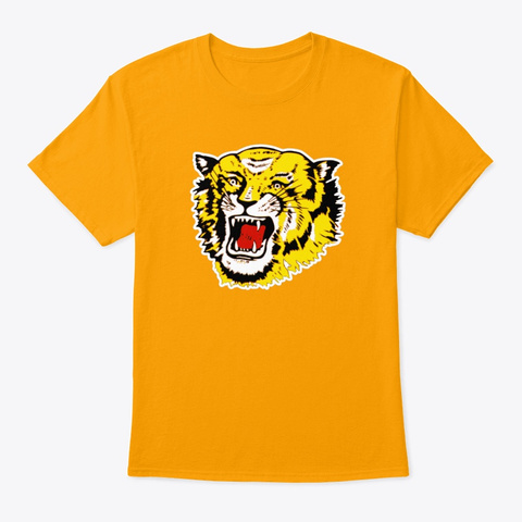 Tiger Printed Tops Gold T-Shirt Front