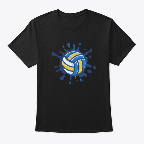 Volleyball Splattered Art Black T-Shirt Front