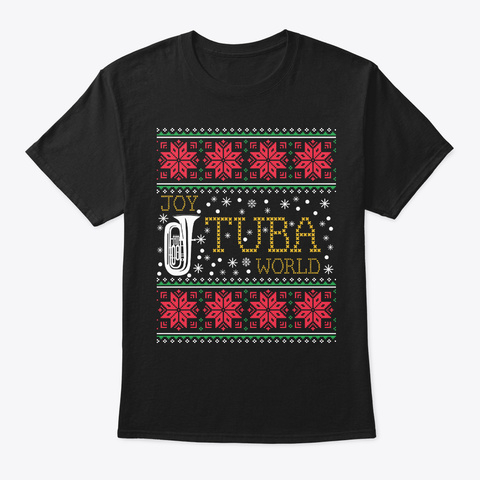 Tuba Marching Band Christmas Sweater Black T-Shirt Front