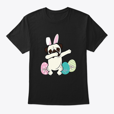 Dabbing Easter Pug Dog  Easter S For Boy Black T-Shirt Front