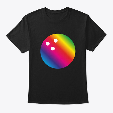 Rainbow Colours Bowling Ball Black T-Shirt Front