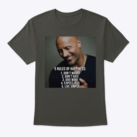5 Rules Of Happiness Feat. "The Rock" Smoke Gray T-Shirt Front
