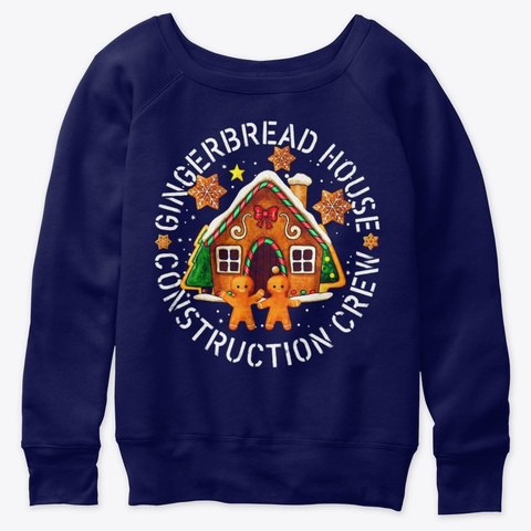Gingerbread House Construction Decoratin Navy  T-Shirt Front