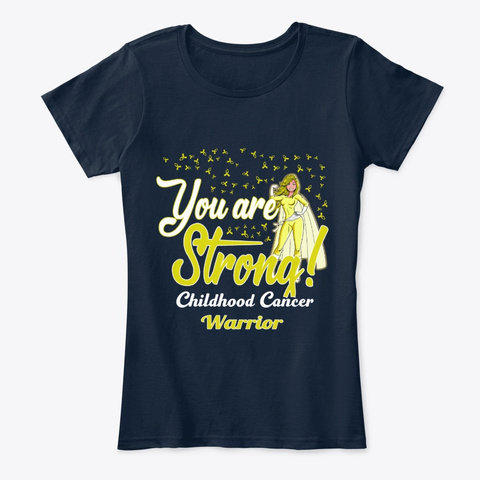 Strong Childhood Cancer Warrior New Navy T-Shirt Front