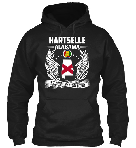 Hartselle Alabama It's Where My Story Begins Black T-Shirt Front