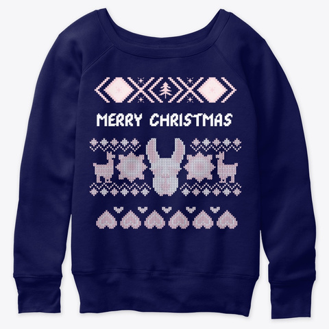  Tacky Christmas Sweater. Ugly Art. Navy  Camiseta Front