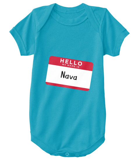 Nava Hello, My Name Is Nava Turquoise T-Shirt Front