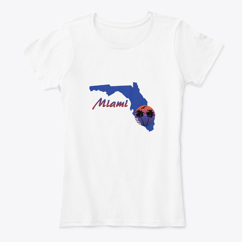 Miami Beach Florida White T-Shirt Front