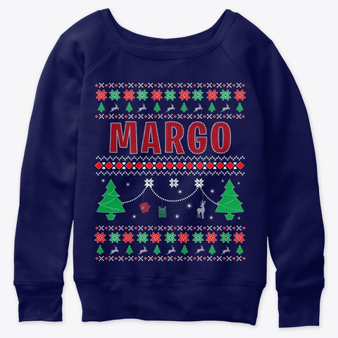 Xmas Themed Personalized For Margo Navy  Maglietta Front