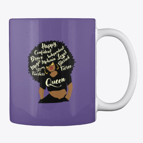Happy Afro Queen Mug Purple T-Shirt Back