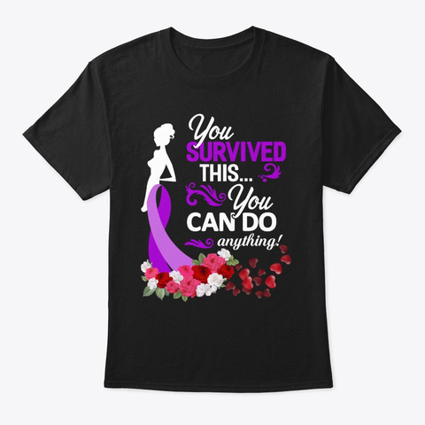 Survived Anything Non Hodgkin's Lymphoma Black T-Shirt Front