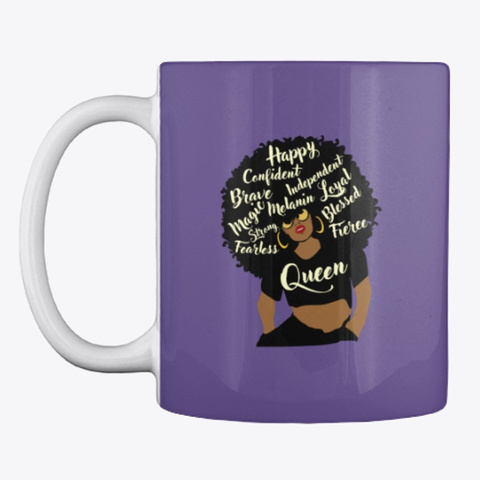 Happy Afro Queen Mug Purple T-Shirt Front