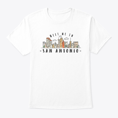 San Antonio Texas Skyline White Kaos Front