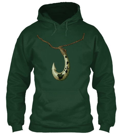 Maui's Magical Hook 2.0 Hoodie Forest Green T-Shirt Front