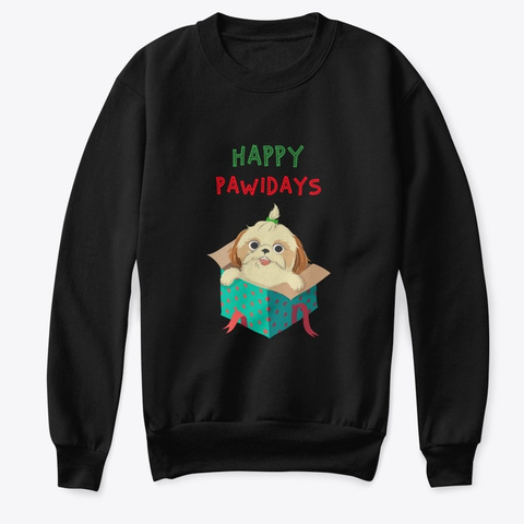 Happy Pawidays Black T-Shirt Front