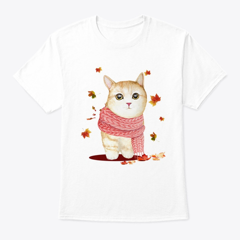 Cat Kitten Fall Yall Southern, Autumn White T-Shirt Front